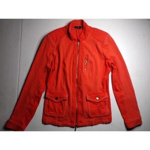 BYLYSE Orange Textured Zip Front Jacket Women S